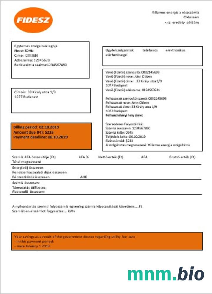Węgry Fidesz łatwy do wypełnienia rachunek za media